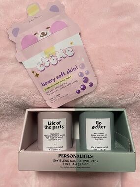 Crème Beary Soft Skin Sheet Mask + Personality Soy Candle Two-Pack